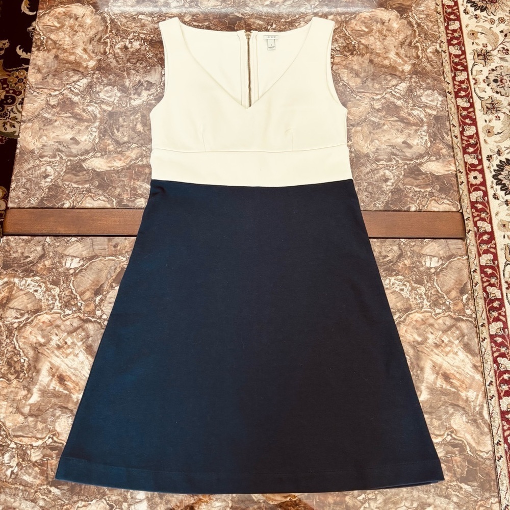J Crew Elegant Two-Tone Beige/Black Sleeveless Dress size 0